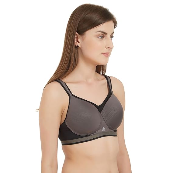 SOIE Women Full Coverage Polyamide Spandex High Impact Padded Non Wired Sports Bra
